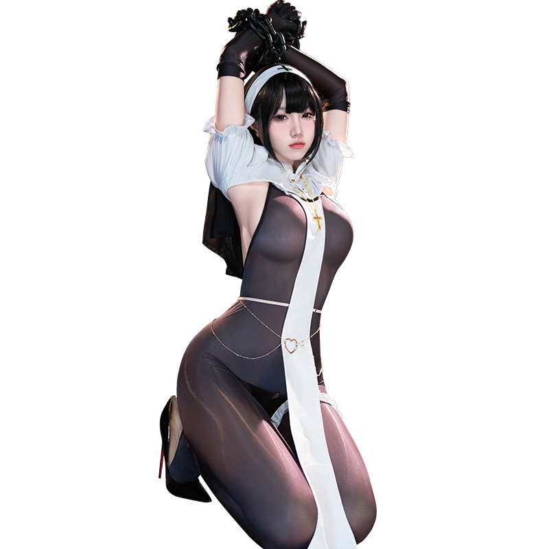 Dark Huntress Nun Bondage Cosplay Set – Gothic Lingerie Costume