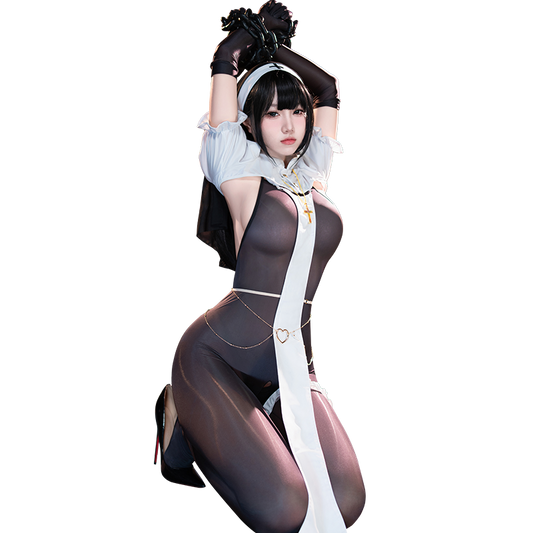 Dark Huntress Nun Bondage Cosplay Set – Gothic Lingerie Costume