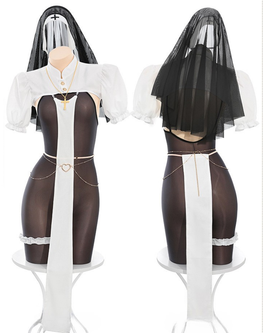 Dark Huntress Nun Bondage Cosplay Set – Gothic Lingerie Costume